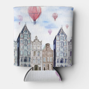 Amsterdam, Hot Air Balloon Illustration. Dosenkühler