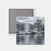 Amsterdam - Houseboats, Holland (Kühlschrankmagnet Magnet (Vorderseite/Rückseite)