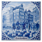 Amsterdam houses Delft Blue style tile Fliese (Vorderseite)