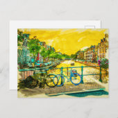 AMSTERDAM, I Liebe Niederlande Wasserfarbkanale Postkarte (Vorne/Hinten)
