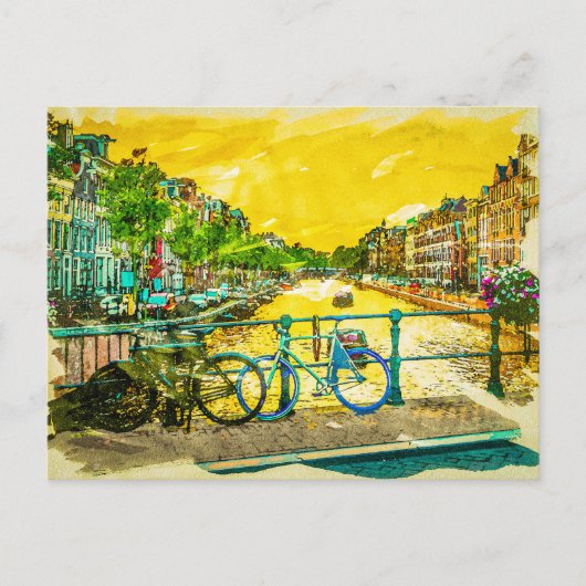 AMSTERDAM, I Liebe Niederlande Wasserfarbkanale Postkarte (Vorderseite)