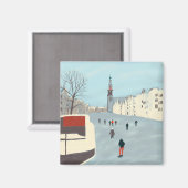 Amsterdam ice skating on the canals in winter magnet (Vorderseite/Rückseite)