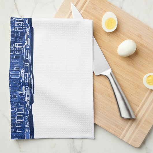 Amsterdam im blauen Delsoftware-Stil Geschirrtuch (Viertel Falte)