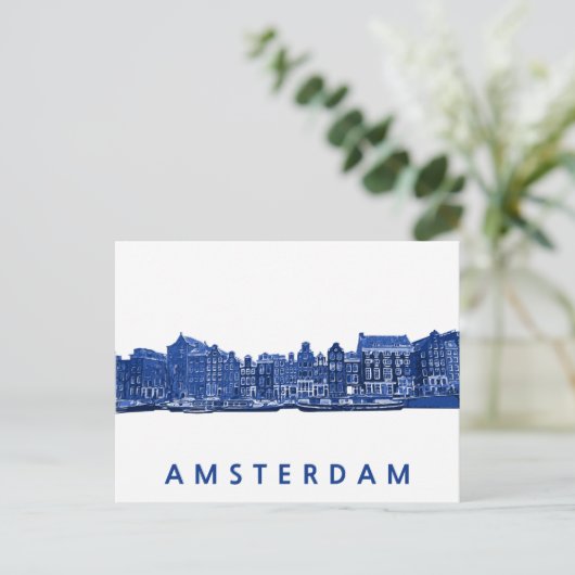 Amsterdam im blauen Delsoftware-Stil Postkarte (Stehend Vorderseite)
