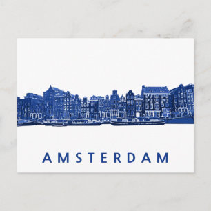 Amsterdam im blauen Delsoftware-Stil Postkarte
