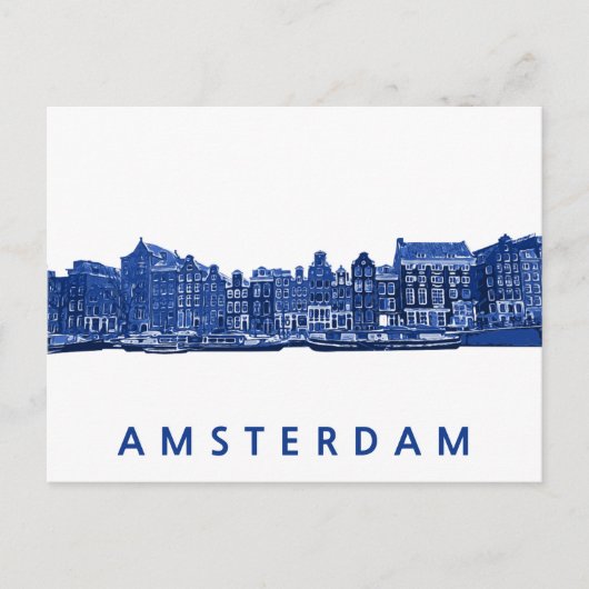 Amsterdam im blauen Delsoftware-Stil Postkarte (Vorderseite)