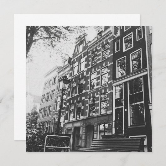 Amsterdam in Schwarz und Weiß Einladung (Vorne/Hinten)