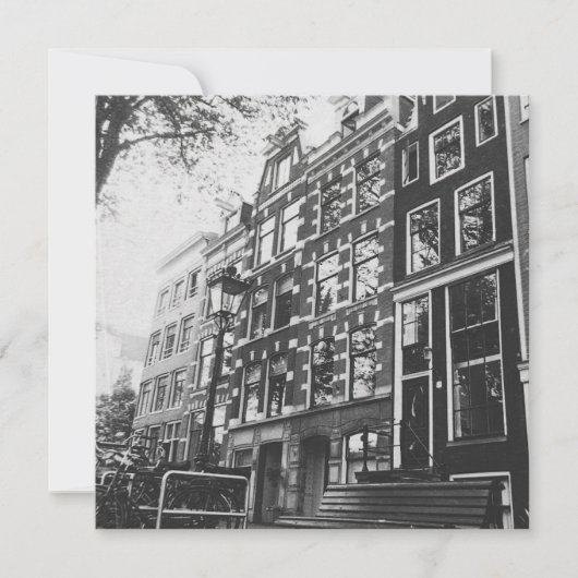 Amsterdam in Schwarz und Weiß Einladung (Vorderseite)