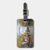 Amsterdam, Kanal, Brücke, Houseboat, Kirchenspitze Gepäckanhänger (Vorderseite vertikal)