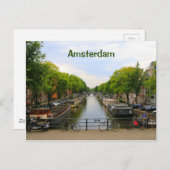 Amsterdam: Kanal, Brücken, Fahrräder, Boote, Holla Postkarte (Vorne/Hinten)