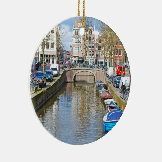 Amsterdam-Kanal mit Booten Keramikornament (Rechts)