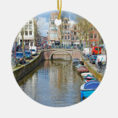 Amsterdam-Kanal mit Booten Keramikornament (Vorne)