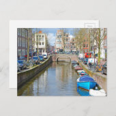 Amsterdam Kanal mit Booten Postkarte (Vorne/Hinten)