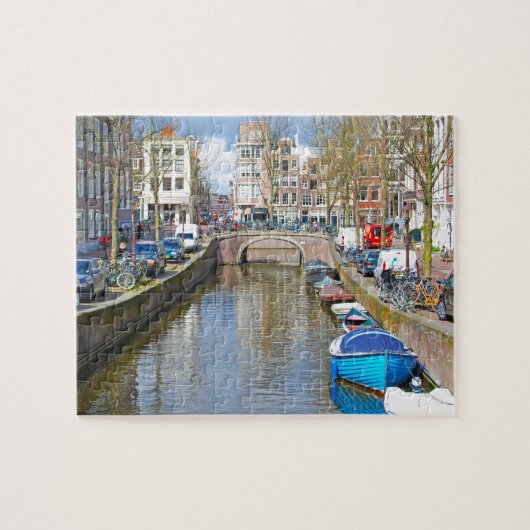 Amsterdam-Kanal mit Booten Puzzle (Horizontal)