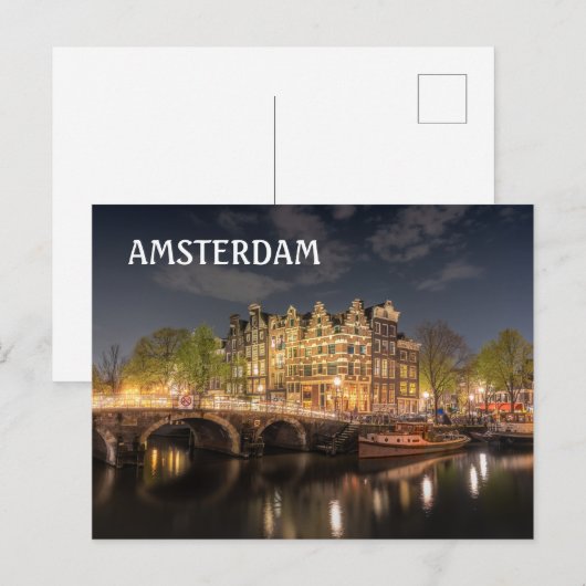 Amsterdam-Kanal Postkarte (Vorne/Hinten)