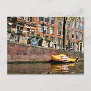 Amsterdam, Kanal, Schuhboote aus Holz Postkarte