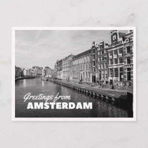 Amsterdam-Kanal Schwarz-Weiß-Foto-Grüße Postkarte