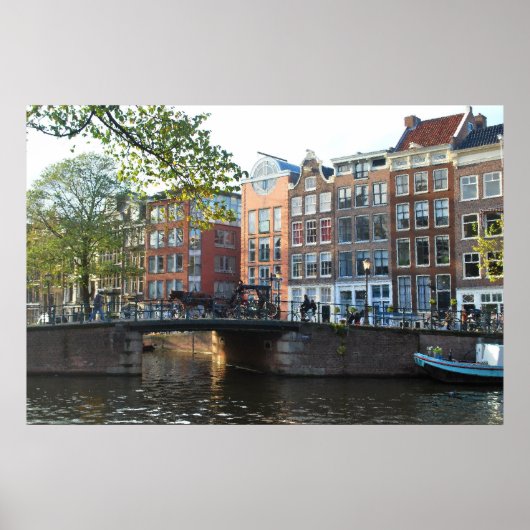 Amsterdam Kanal und Brücke Poster (Vorne)