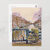 Amsterdam Kanal und Fahrrad Postkarte (Vorne/Hinten)