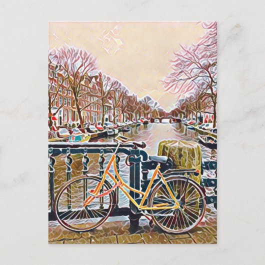 Amsterdam Kanal und Fahrrad Postkarte (Vorderseite)