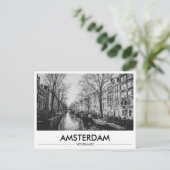 Amsterdam-Kanalboote Schwarz-Weiß Postkarte (Stehend Vorderseite)