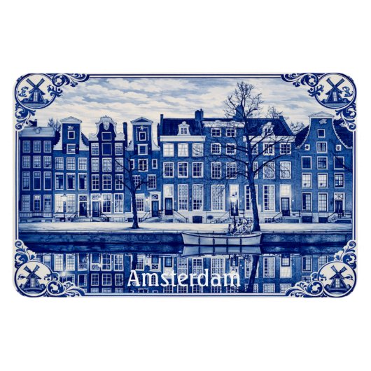 Amsterdam-Kanäle Häuser Magnet (Horizontal)