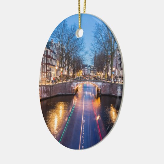 Amsterdam-Kanäle nachts Keramikornament (Links)