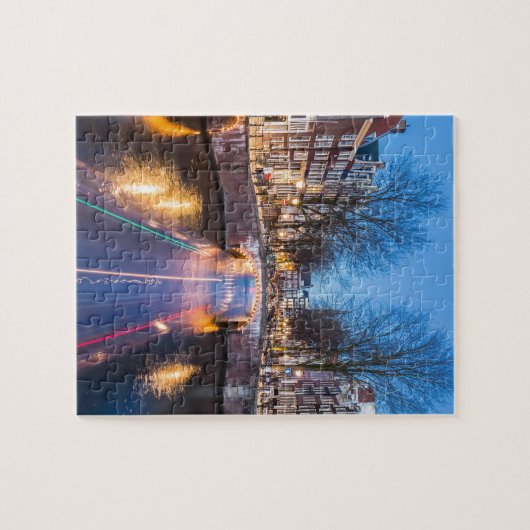 Amsterdam-Kanäle nachts Puzzle (Horizontal)