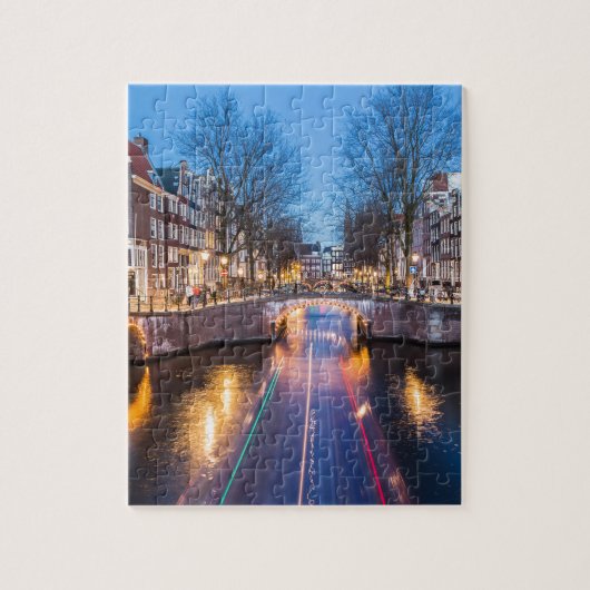 Amsterdam-Kanäle nachts Puzzle (Vertikal)
