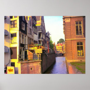 Amsterdam, Kanäle und große Gebäude Poster