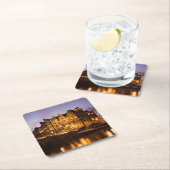 Amsterdam-Kanalhäuser am Dämmerungs-Untersetzer Rechteckiger Pappuntersetzer (Vor Ort)