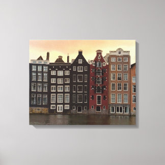 Amsterdam-Kanalhäuser bei Sonnenuntergang Leinwanddruck