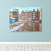 Amsterdam-Kanalhäuser Leinwanddruck (Insitu (Holzboden))