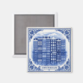 Amsterdam-Kanalhäuser Magnet im Delft-Blau-Stil (Vorderseite/Rückseite)