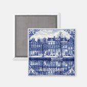 Amsterdam-Kanalschiffe quadratischer Magnet (Vorderseite/Rückseite)