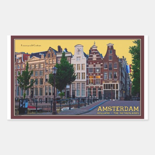 Amsterdam-Keizersgracht Centrum Rechteckiger Aufkleber (Vorderseite)