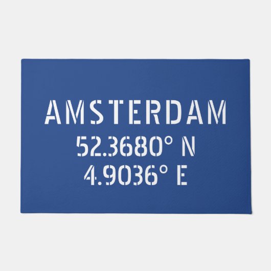 Amsterdam Latitude Longitude Blue Fußmatte (Vorderseite)