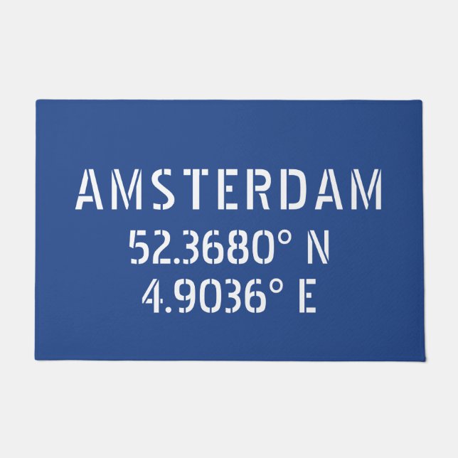 Amsterdam Latitude Longitude Blue Fußmatte (Vorderseite)