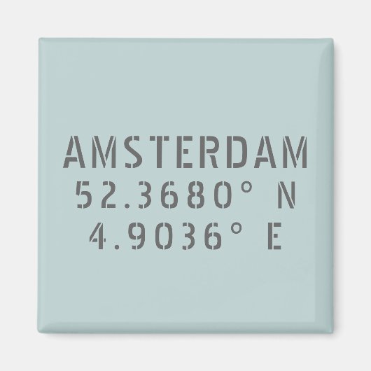 Amsterdam Latitude Longitude Magnet (Vorne)