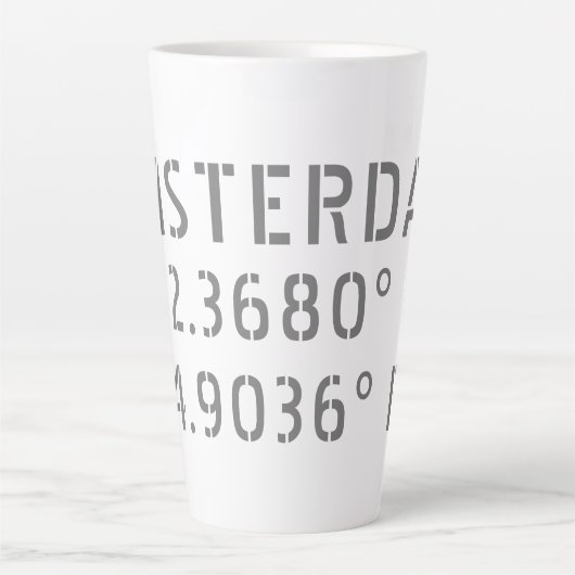 Amsterdam Latitude Longitude Milchtasse (Vorderseite)
