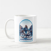 Amsterdam Mädchen mit Fahrrad auf Brücke Kaffeetasse (Links)