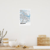 Amsterdam Map Poster - Amsterdam White Map (Küche)