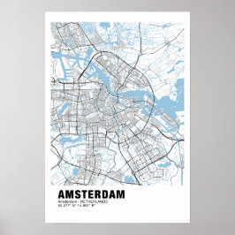 Amsterdam Map Poster - Amsterdam White Map