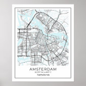Amsterdam Map Print - Amsterdam Black & White Map Poster (Vorne)