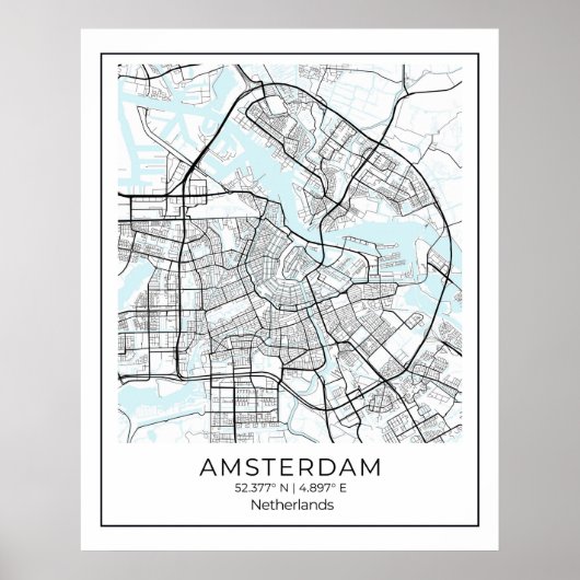 Amsterdam Map Print - Amsterdam Black & White Map Poster (Vorne)