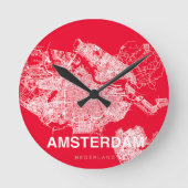 Amsterdam map runde wanduhr (Vorderseite)