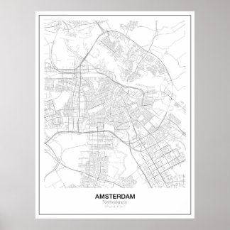 Amsterdam Minimalist Map Poster (style 2)
