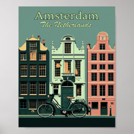 Amsterdam Minimalistisch Vintage Travel Poster Art