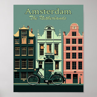 Amsterdam Minimalistisch Vintage Travel Poster Art