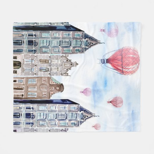 Amsterdam mit Heißluftballon Fleecedecke (Vorderseite (Horizontal))